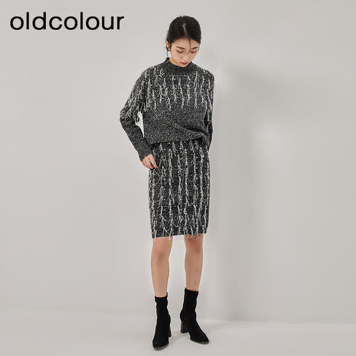 oldcolour冬季新款设计感时尚高腰显瘦遮胯短款半身裙女O44064405 商品图3