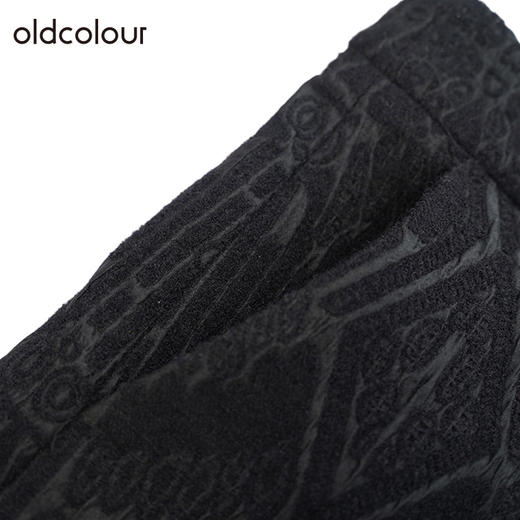 oldcolour黑色高腰短裤冬季新款印花简约百搭休闲裤女O42071221 商品图3