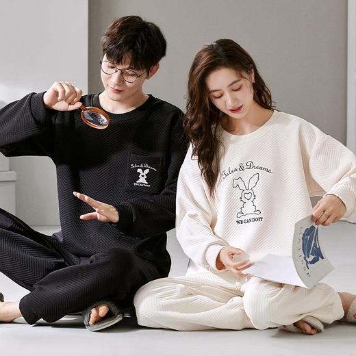 秋冬季新款情侣睡衣夹层棉加厚保暖冬天男士女士家居服套装 商品图3