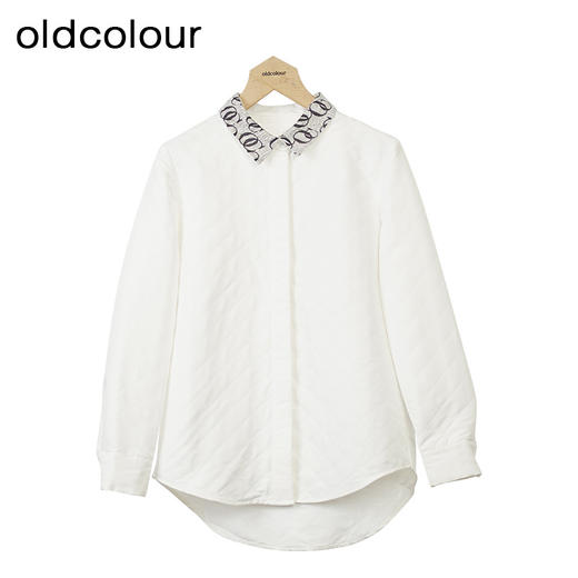 oldcolour2022冬季新款黑色复古气质宽松翻领长袖衬衫女O43013348 商品图2