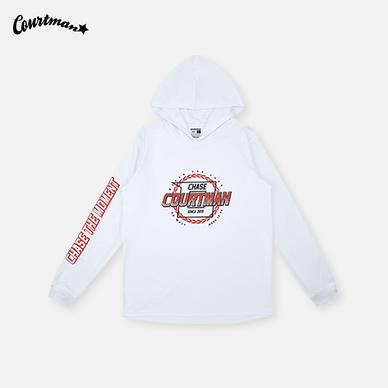 【福利大放送】COURTMAN野球帝字母印花连帽速干长袖投篮服男款