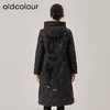 oldcolour冬季新款黑色气质立领连帽长款羽绒服女O43093358 商品缩略图4