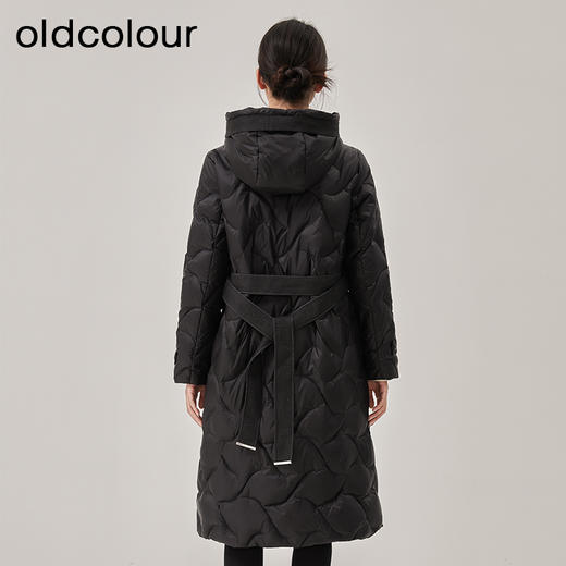 oldcolour冬季新款黑色气质立领连帽长款羽绒服女O43093358 商品图4