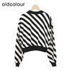 oldcolourV领条纹卫衣冬季新款简约气质直筒短款T恤女O42024284 商品缩略图1
