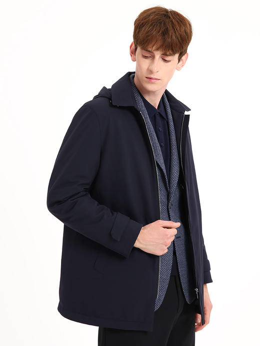 callisto藏青鹅绒填充连帽翻领羽绒服 FSFED025C 商品图0