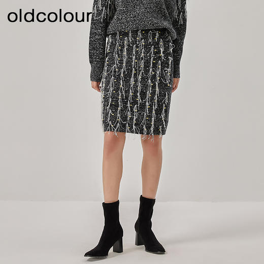 oldcolour冬季新款设计感时尚高腰显瘦遮胯短款半身裙女O44064405 商品图0