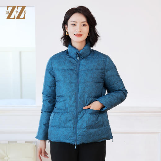 佐尔美冬季新款 气质时尚双面穿花纹图案短款羽绒服女E24YY17 商品图0