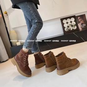 新品磨砂牛皮高帮百搭舒适休闲女矮靴653B35546（W）