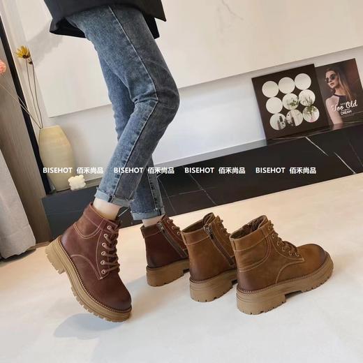 新品磨砂牛皮高帮百搭舒适休闲女矮靴653B35546（W） 商品图0
