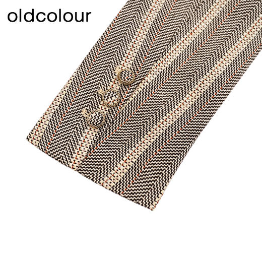 oldcolour复古西装外套冬季新款条纹直筒廓形气质上衣女O44048451 商品图4