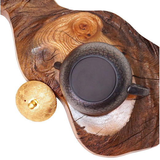 日本进口常滑烧大师作昭龙天目釉丸型雅盖茶壶260cc 商品图1