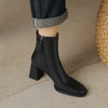 秋冬季新款，纯色真皮粗跟短筒时装靴DTN-A08-38 商品缩略图11