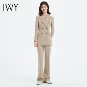 IWY/优雅卡其色西装套装女休闲宽松职场律师工作服气质面C13317+P33317