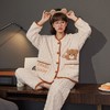 秋冬季女士法兰绒V领开衫和服睡衣女长袖珊瑚绒家居服睡衣加绒 商品缩略图2