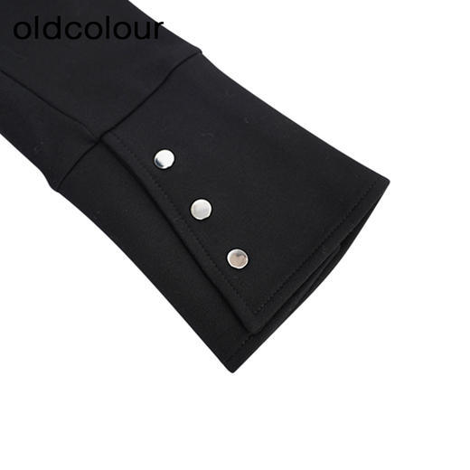 oldcolour黑色气质衬衫冬季新款设计感宽松长袖上衣女O42013233 商品图4