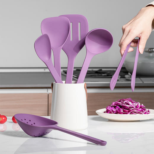 OTB欧标食品级不粘锅硅胶锅铲/汤勺/漏勺/煎铲/牛排夹 耐高温铂金硅胶厨具套装 商品图3