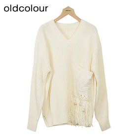 oldcolour针织套头衫冬季新款V领气质设计感百搭毛衣女O44052410