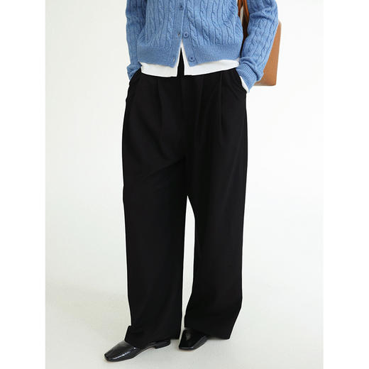 Even Vintage|人丝混纺 羊毛垂坠感经典阔腿版型宽松秋冬休闲长裤 商品图1