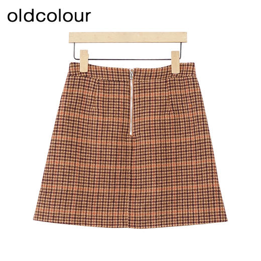 oldcolour复古高腰短裙冬季新款时尚气质格子百搭半身裙O42061272 商品图3
