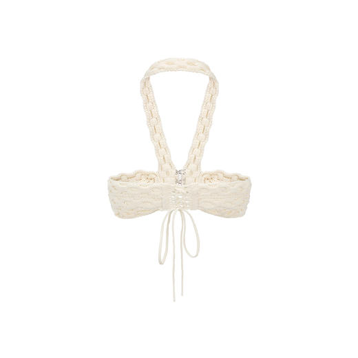 绞花挂脖胸衣 白色——NAN KNITS秋冬新品 商品图1