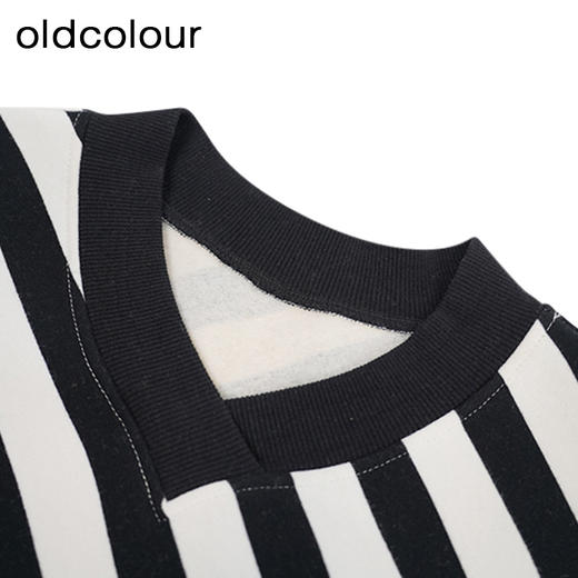 oldcolourV领条纹卫衣冬季新款简约气质直筒短款T恤女O42024284 商品图3