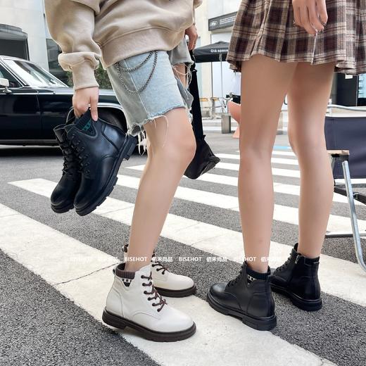 新品女士牛皮加绒平底特大码女矮靴653B35544（W） 商品图0