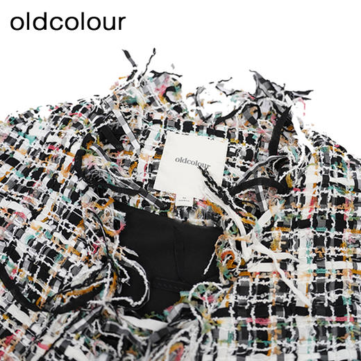 oldcolour小香风马甲背心冬季新款毛边粗花呢无领外套女O42032234 商品图3