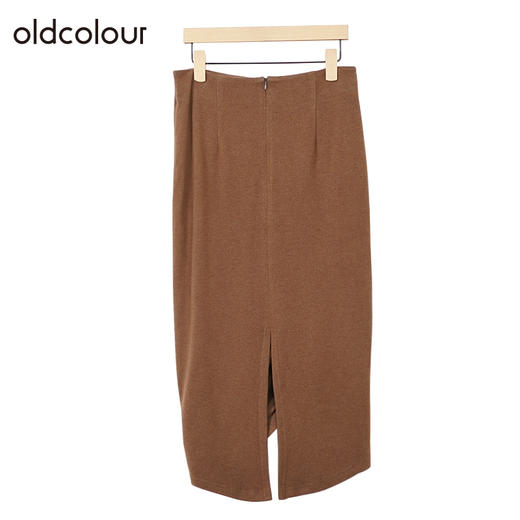 oldcolour复古气质高腰半身裙冬季新款不规则开叉中长裙O41063346 商品图4