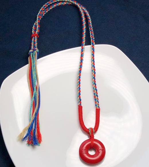 手工彩色棉绳款红砂平安扣吊坠003-饰品美物 商品图1
