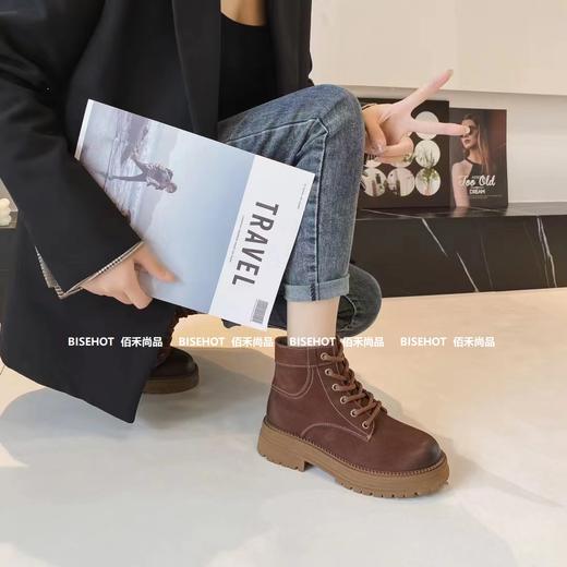 新品磨砂牛皮高帮百搭舒适休闲女矮靴653B35546（W） 商品图7