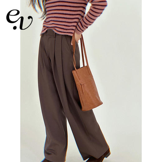 Even Vintage|人丝混纺 羊毛垂坠感经典阔腿版型宽松秋冬休闲长裤 商品图0