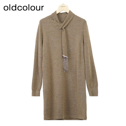 oldcolour针织连衣裙冬季新款设计感中长款打底毛衣女O44106452 商品图0