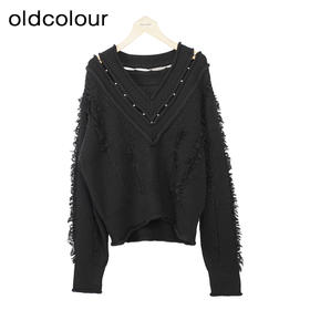 oldcolour复古气质针织衫冬季新款设计感小众V领毛衣O44052456