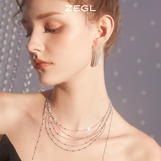 ZEGL银色流苏耳环女2023年新款潮耳钉小众925银针高级感复古耳饰 商品图2