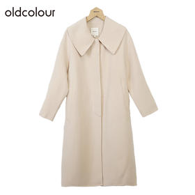 oldcolour简约双面呢大衣冬季新款娃娃领长款毛呢外套女O42156206