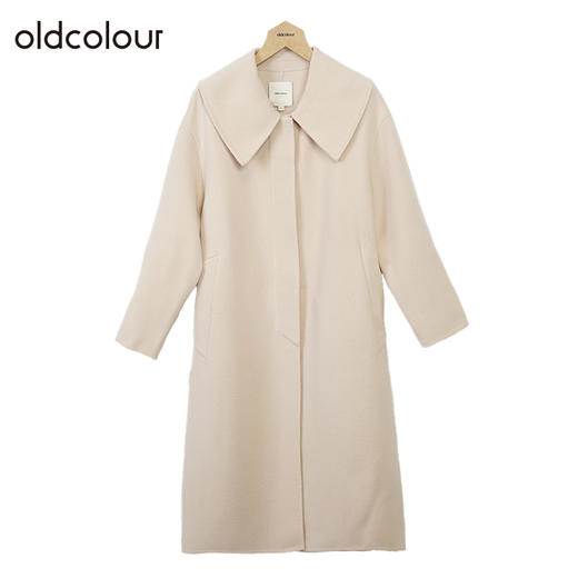 oldcolour简约双面呢大衣冬季新款娃娃领长款毛呢外套女O42156206 商品图0