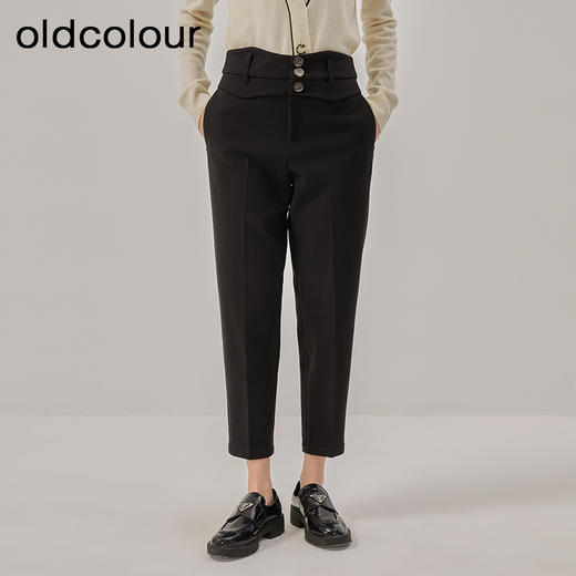 oldcolour冬季新款纯色高腰显瘦直筒百搭气质休闲裤女O44073428 商品图2
