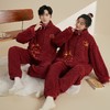 秋冬情侣睡衣女法兰绒拉链开衫加绒加厚男士珊瑚绒新婚红色家居服 商品缩略图3