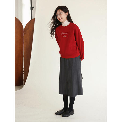 Even Vintage | 休闲时髦 高品质圆领落肩立体简约插袋宽松卫衣女 商品图3