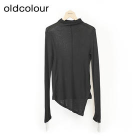 oldcolour黑色薄款T恤冬季新款宽松高领打底衫上衣女O44023415