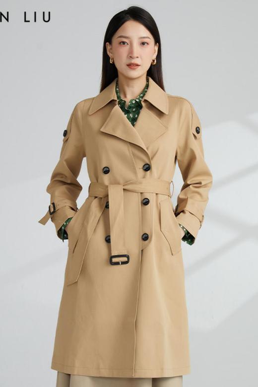 VIVIAN LIU薇薇安刘TR2343107秋女装新款小翻领英伦风双排扣风衣 商品图5