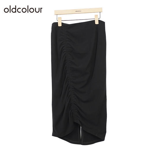 oldcolour复古气质高腰半身裙冬季新款不规则开叉中长裙O41063346 商品图1