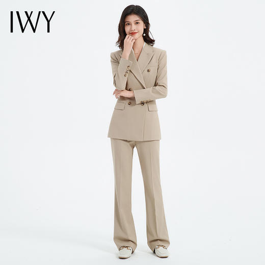 IWY/优雅卡其色西装套装女休闲宽松职场律师工作服气质面C13317+P33317 商品图1