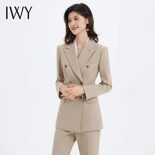 IWY/优雅卡其色西装套装女休闲宽松职场律师工作服气质面C13317+P33317 商品图4