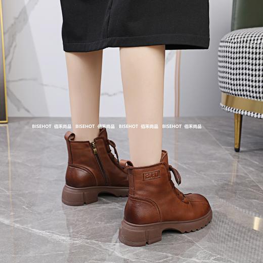 新品女士牛皮加绒软底软面女矮靴803B35517（W） 商品图0