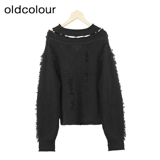 oldcolour复古气质针织衫冬季新款设计感小众V领毛衣O44052456 商品图3