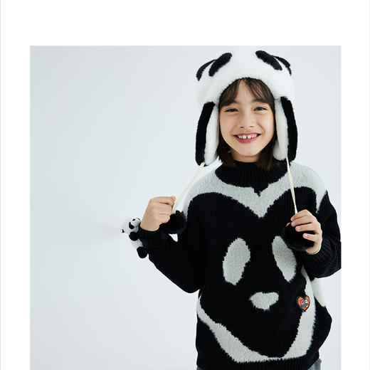 漫画家潮童装冬季卡通提花圆领套头毛衣儿童宽松弹力上衣羊毛混纺 商品图4