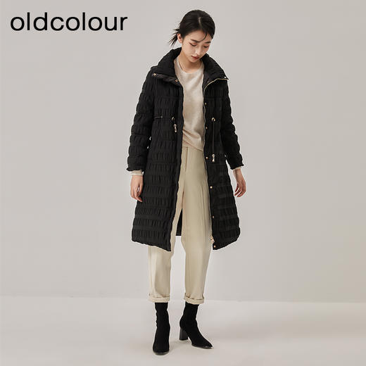 oldcolour冬季新款黑色收腰显瘦长款立领羽绒服女O42093251 商品图3