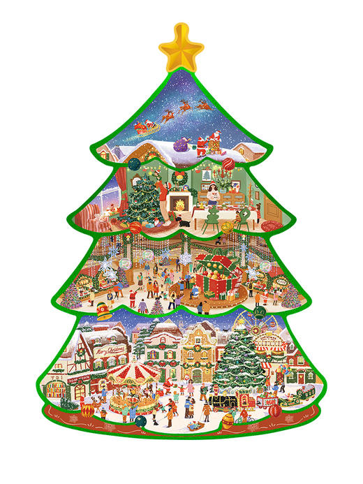 TOI图益拼图成人版500片减压解闷益智高难度手工玩具冬灯圣诞之城 商品图1