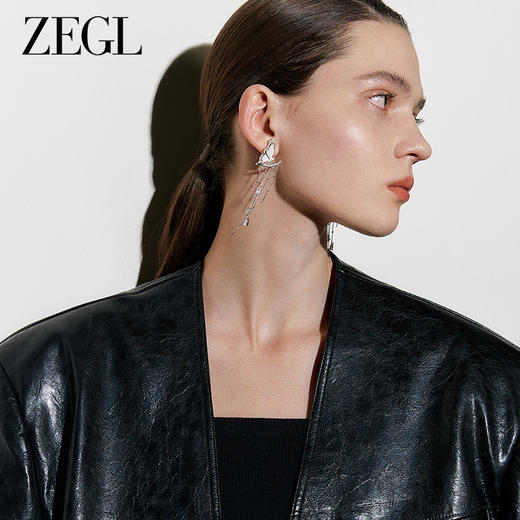ZEGL设计师蝶语系列蝴蝶流苏耳环女轻奢高级感耳钉925银针耳饰品 商品图2